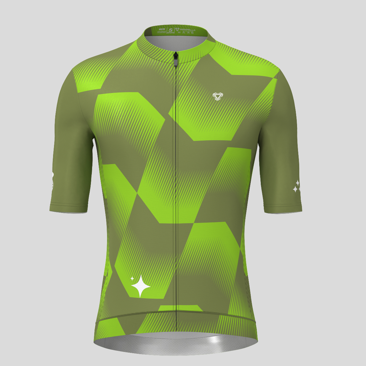 Men's Polygon Flow Cycling Jersey - Olive/Tender Green