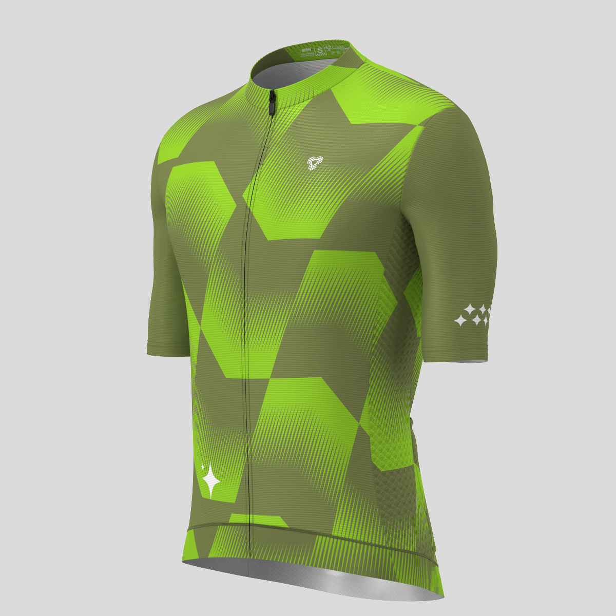 Men's Polygon Flow Cycling Jersey - Olive/Tender Green