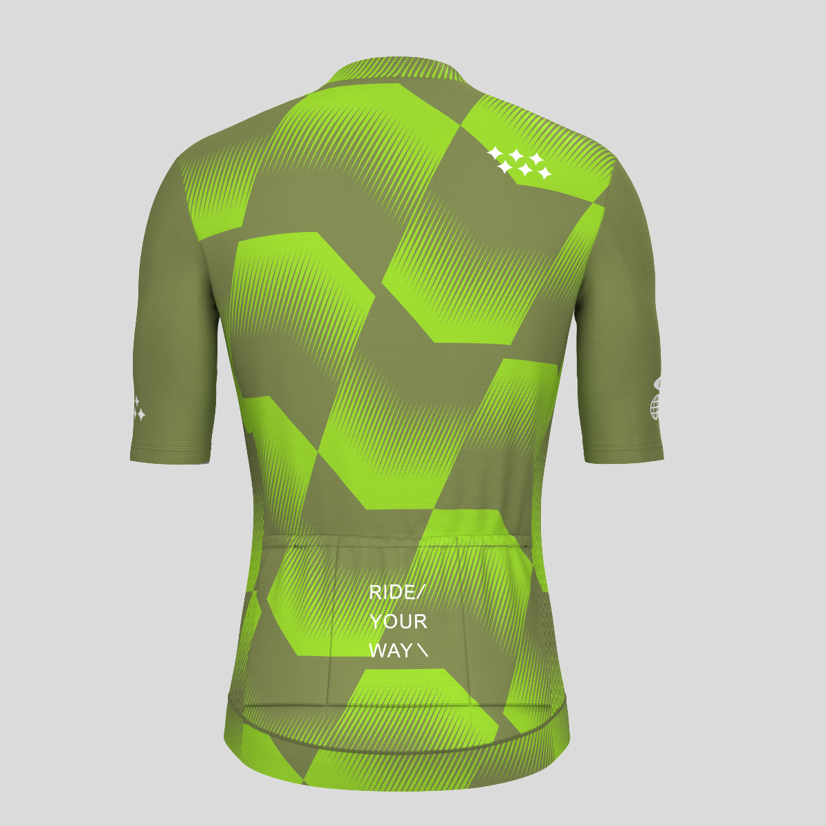 Men's Polygon Flow Cycling Jersey - Olive/Tender Green