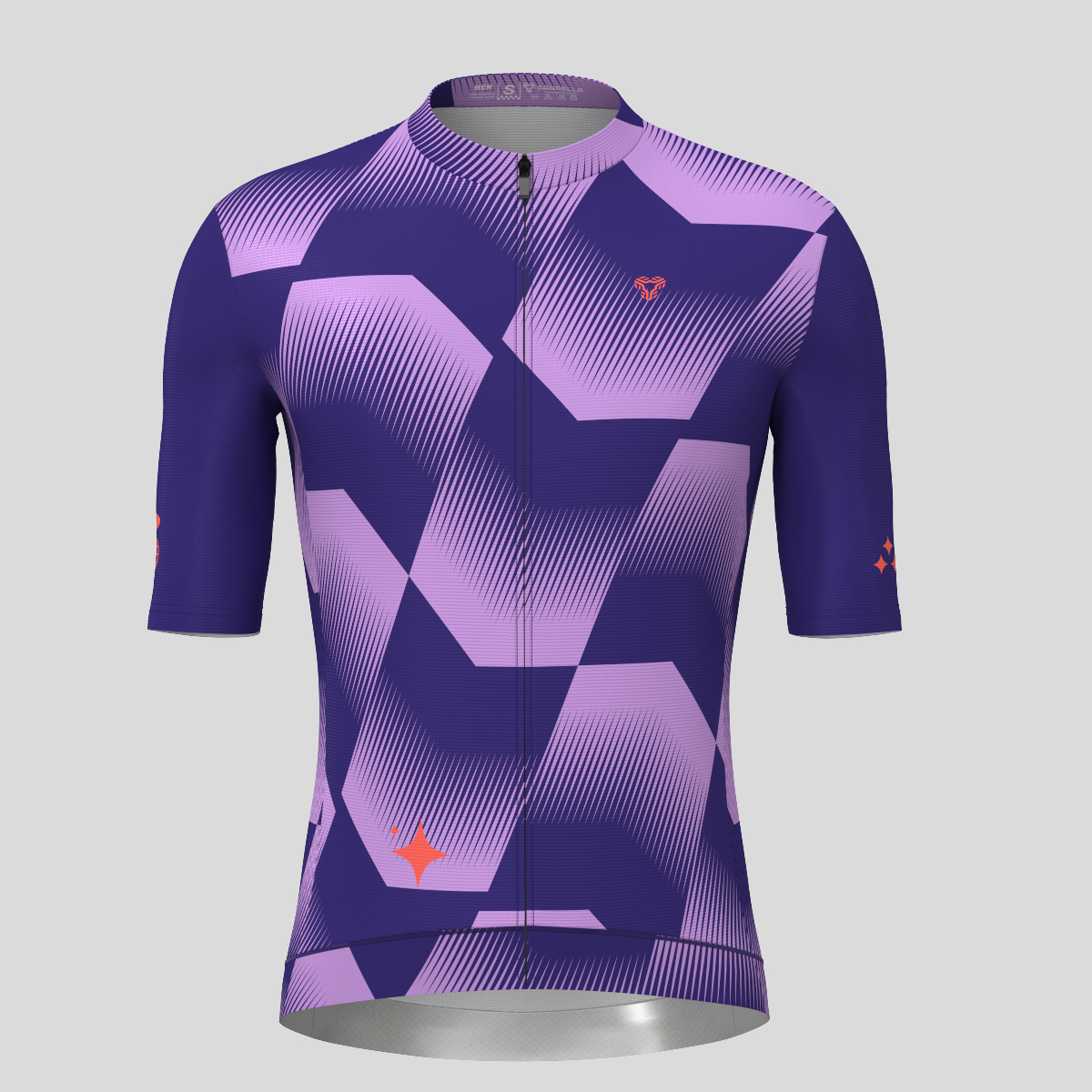 Men's Polygon Flow Cycling Jersey - Purple/Tangerine