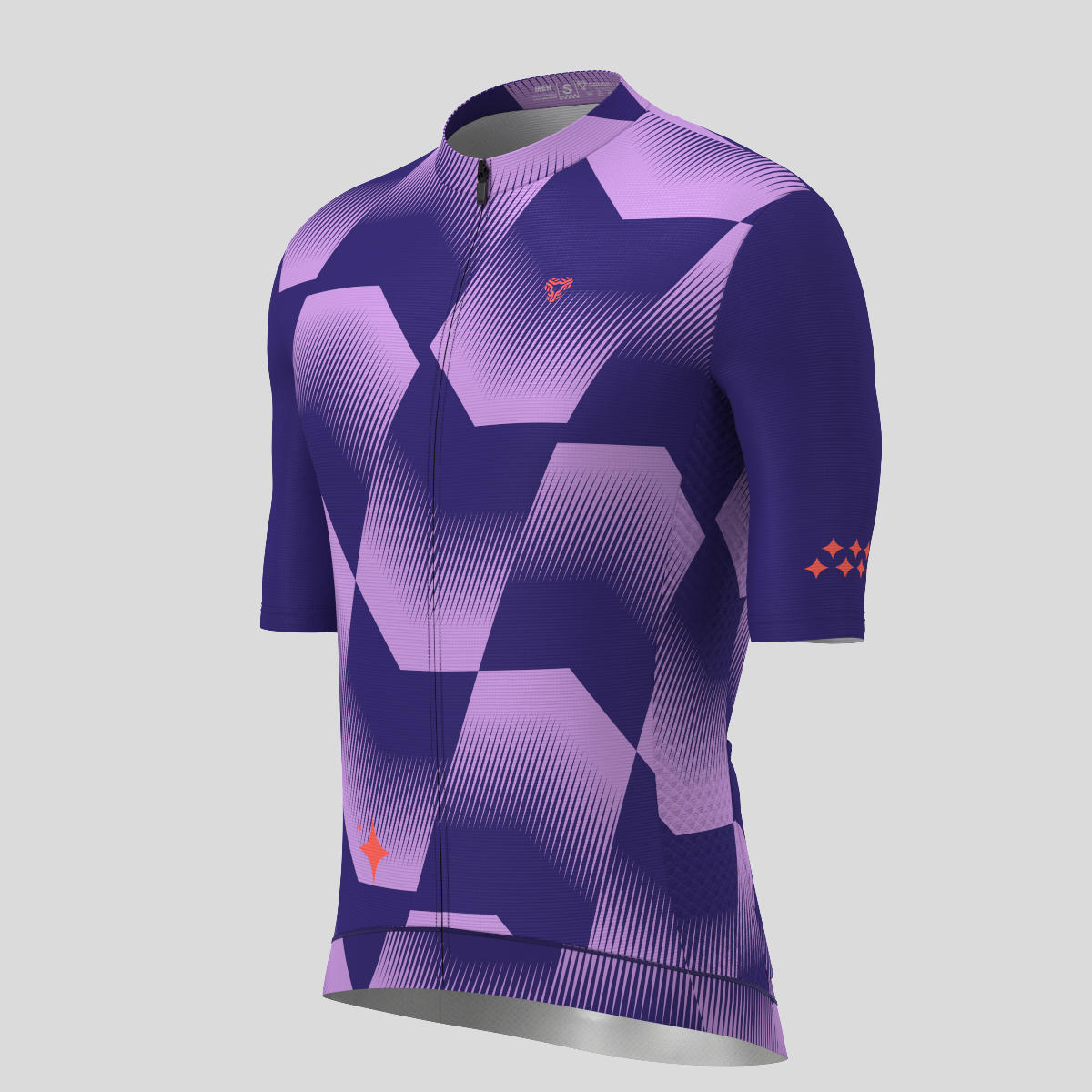 Men's Polygon Flow Cycling Jersey - Purple/Tangerine