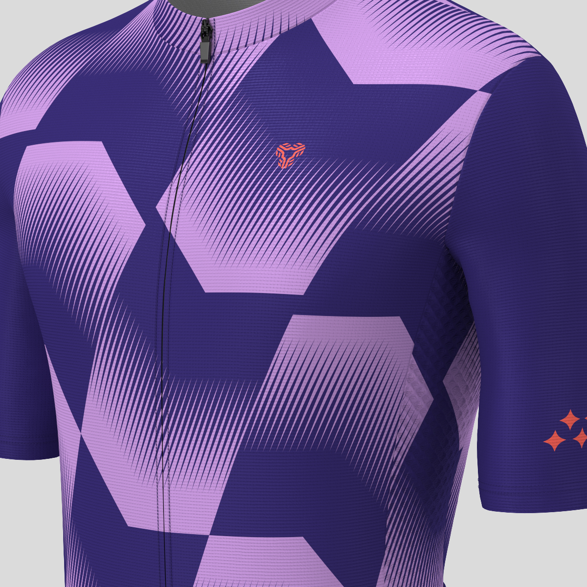 Men's Polygon Flow Cycling Jersey - Purple/Tangerine