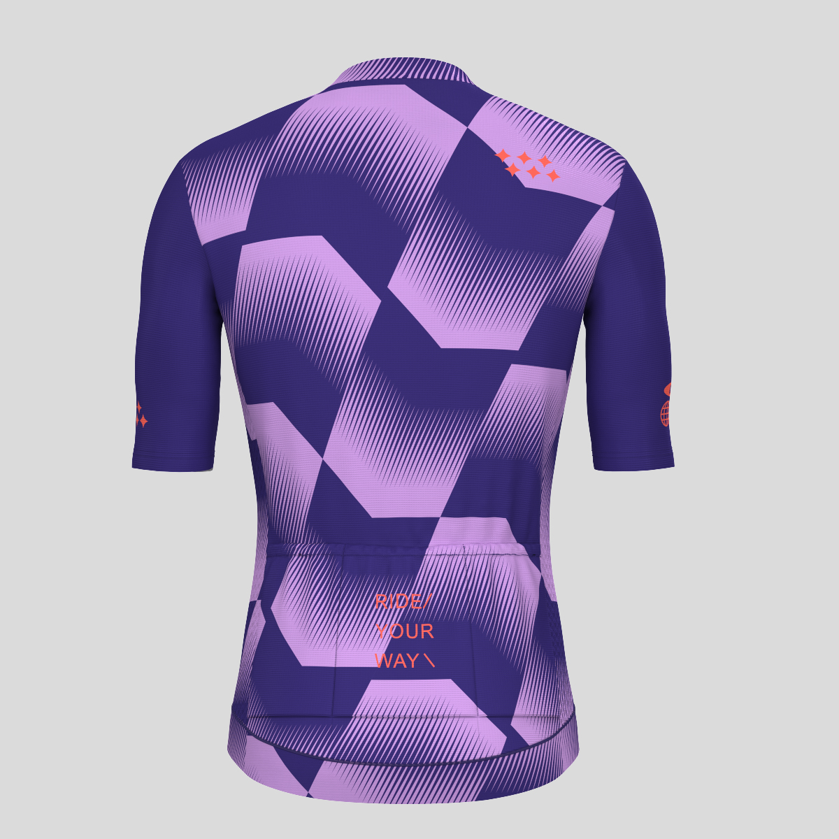 Men's Polygon Flow Cycling Jersey - Purple/Tangerine