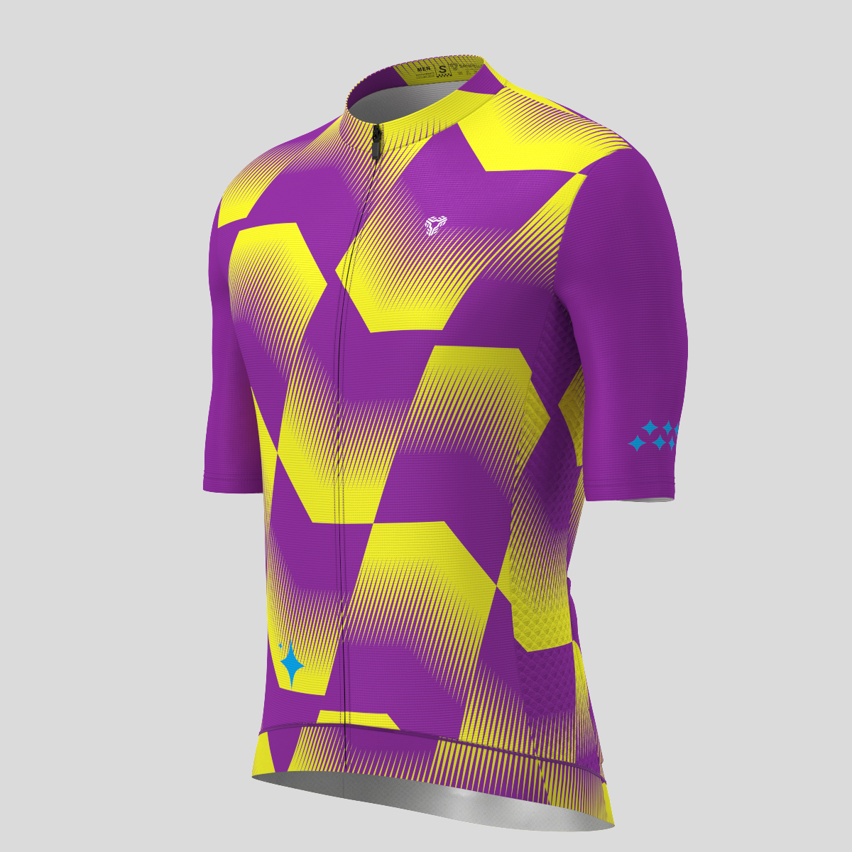 Men's Polygon Flow Cycling Jersey - Purple/Yellow