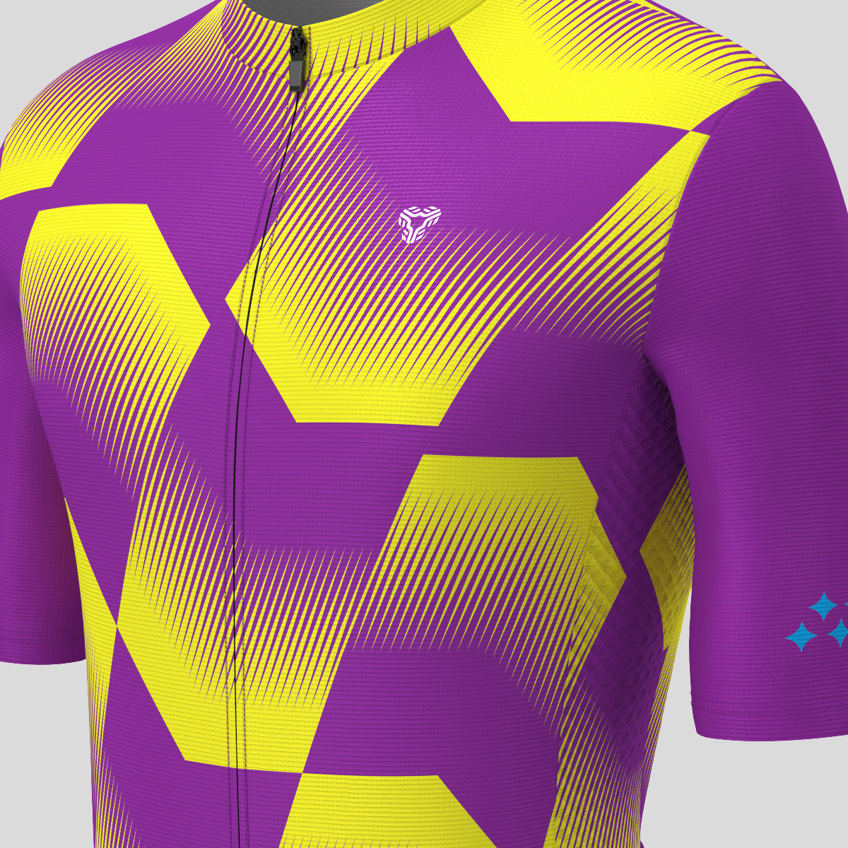 Men's Polygon Flow Cycling Jersey - Purple/Yellow