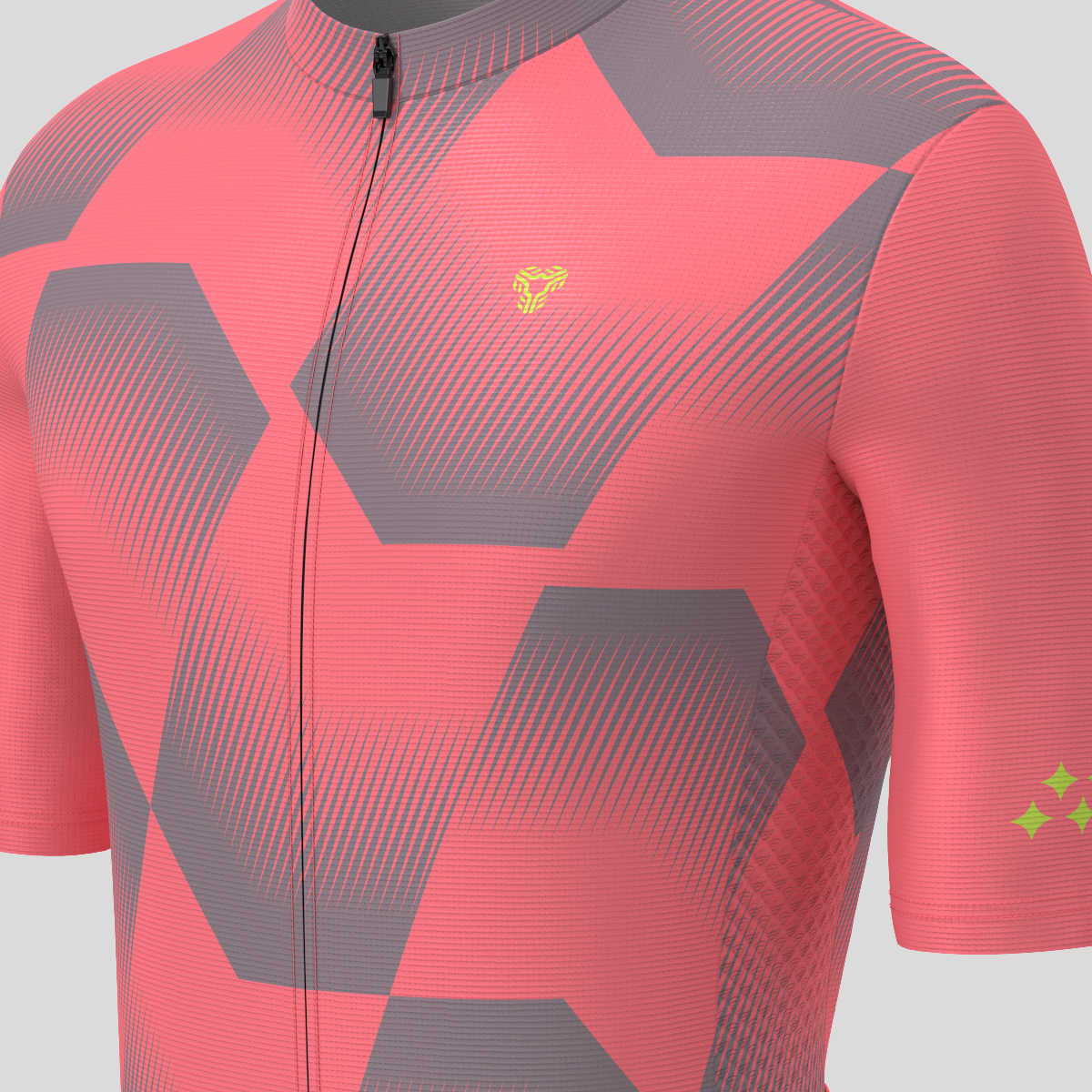 Men's Polygon Flow Cycling Jersey - Red/Gray