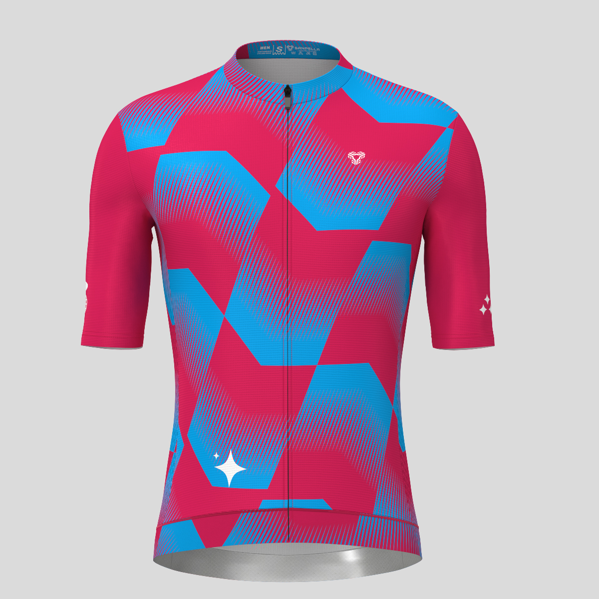 Men's Polygon Flow Cycling Jersey - Ruby/Blue