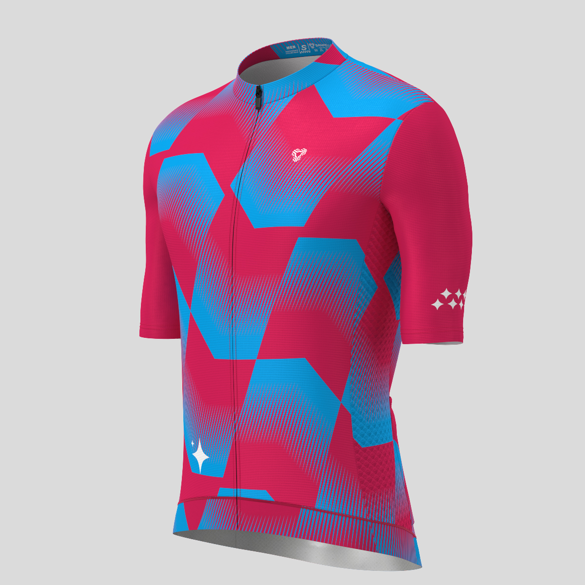 Men's Polygon Flow Cycling Jersey - Ruby/Blue
