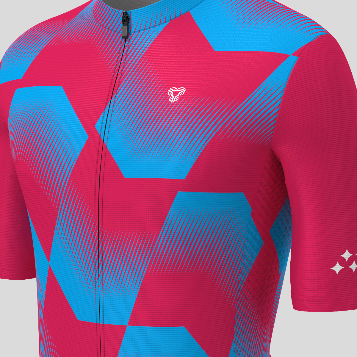 Men's Polygon Flow Cycling Jersey - Ruby/Blue