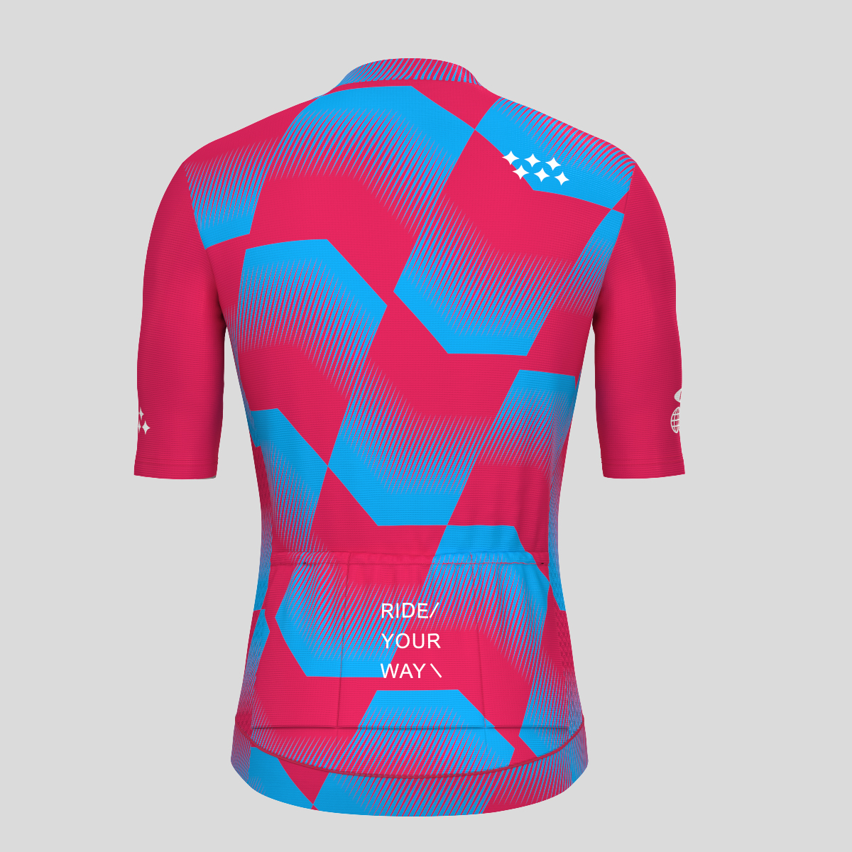 Men's Polygon Flow Cycling Jersey - Ruby/Blue