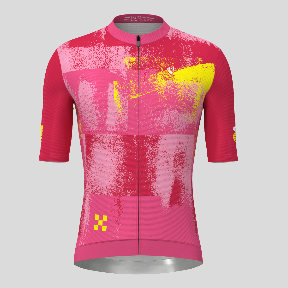 Men's Rust Blocks Cycling Jersey - Red/Yellow