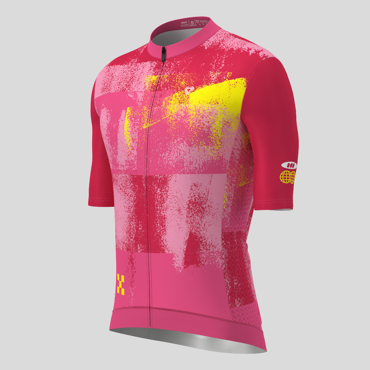 Men's Rust Blocks Cycling Jersey - Red/Yellow