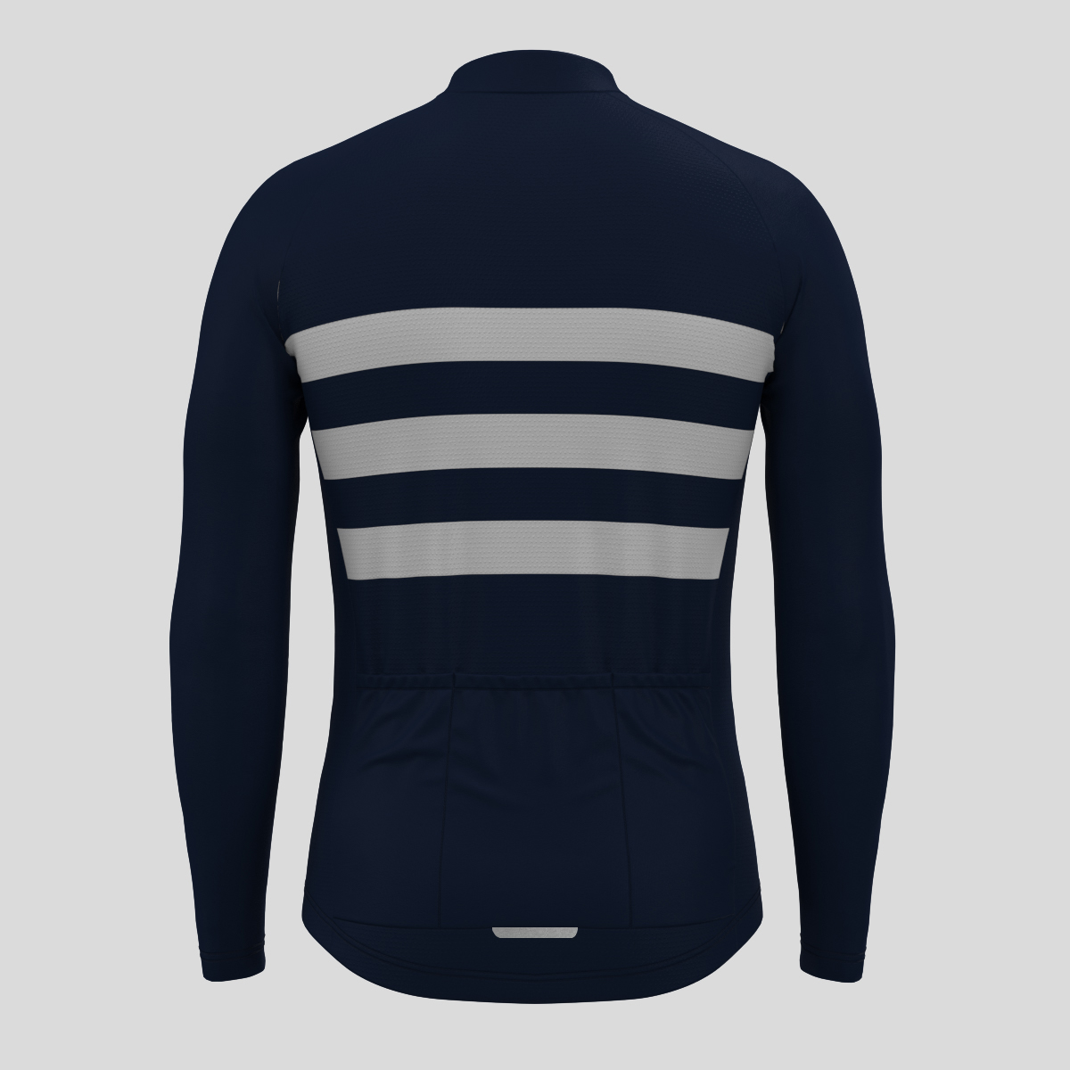 Minimal Stripes Men's LS Cycling Jersey - Navy/White