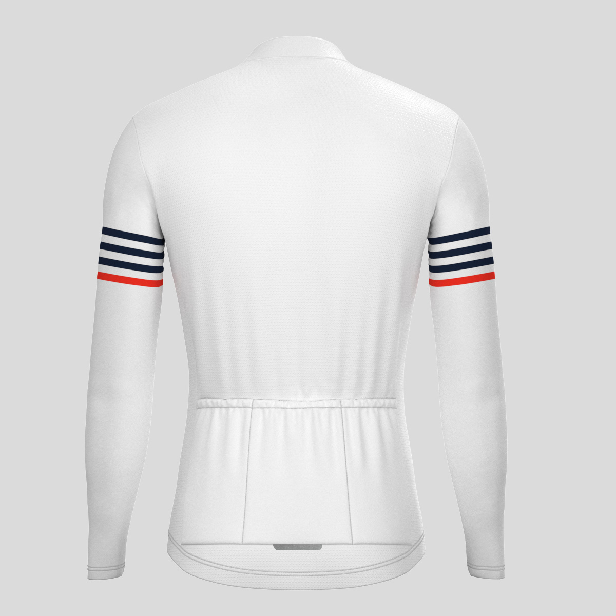 Minimal Stripes Men's LS Cycling Jersey - White/Navy/Red