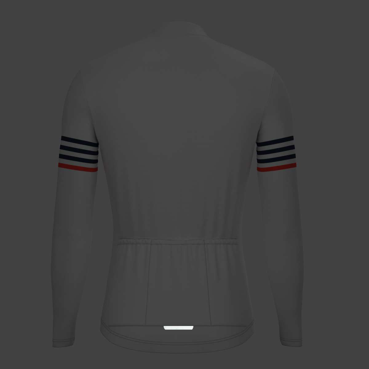 Minimal Stripes Men's LS Cycling Jersey - White/Navy/Red
