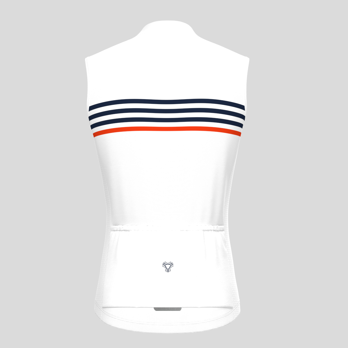 Minimal Stripes Men's Sleeveless Cycling Jersey - White/Navy/Red