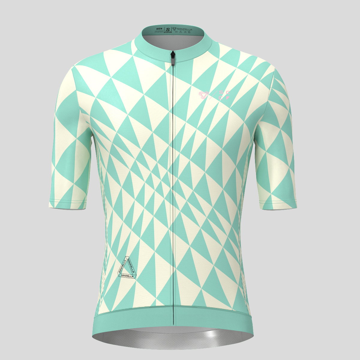 Motivate Gradient Triangle Men's Cycling Jersey - Beige/Green-Pink