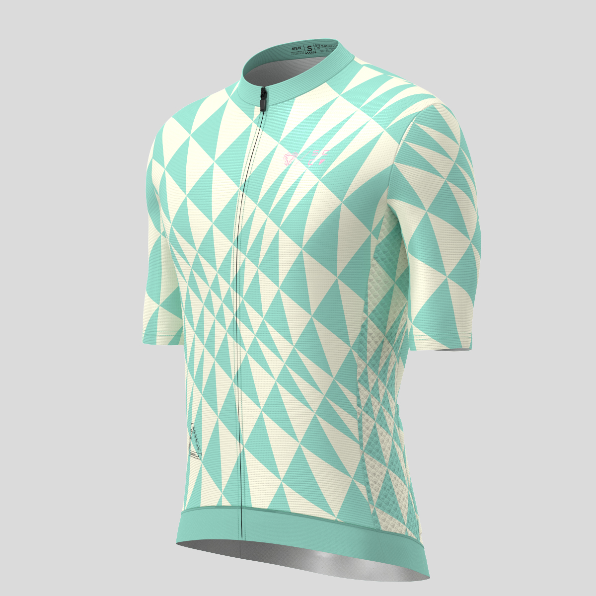 Motivate Gradient Triangle Men's Cycling Jersey - Beige/Green-Pink