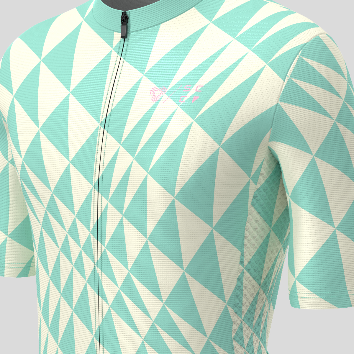 Motivate Gradient Triangle Men's Cycling Jersey - Beige/Green-Pink