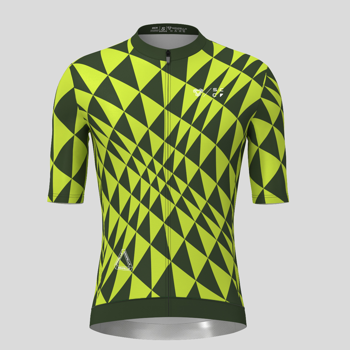 Motivate Gradient Triangle Men's Cycling Jersey - Dark Green/Lime