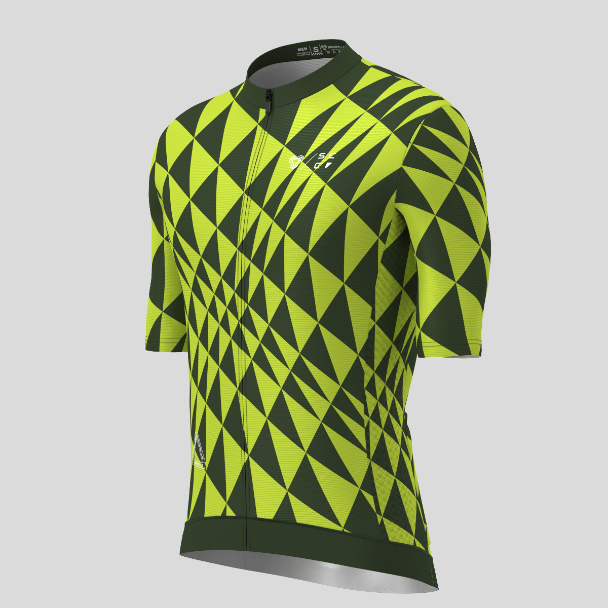 Motivate Gradient Triangle Men's Cycling Jersey - Dark Green/Lime