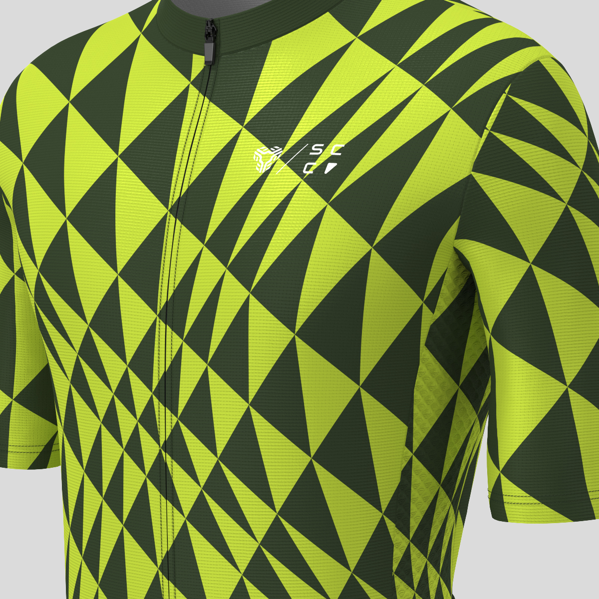 Motivate Gradient Triangle Men's Cycling Jersey - Dark Green/Lime