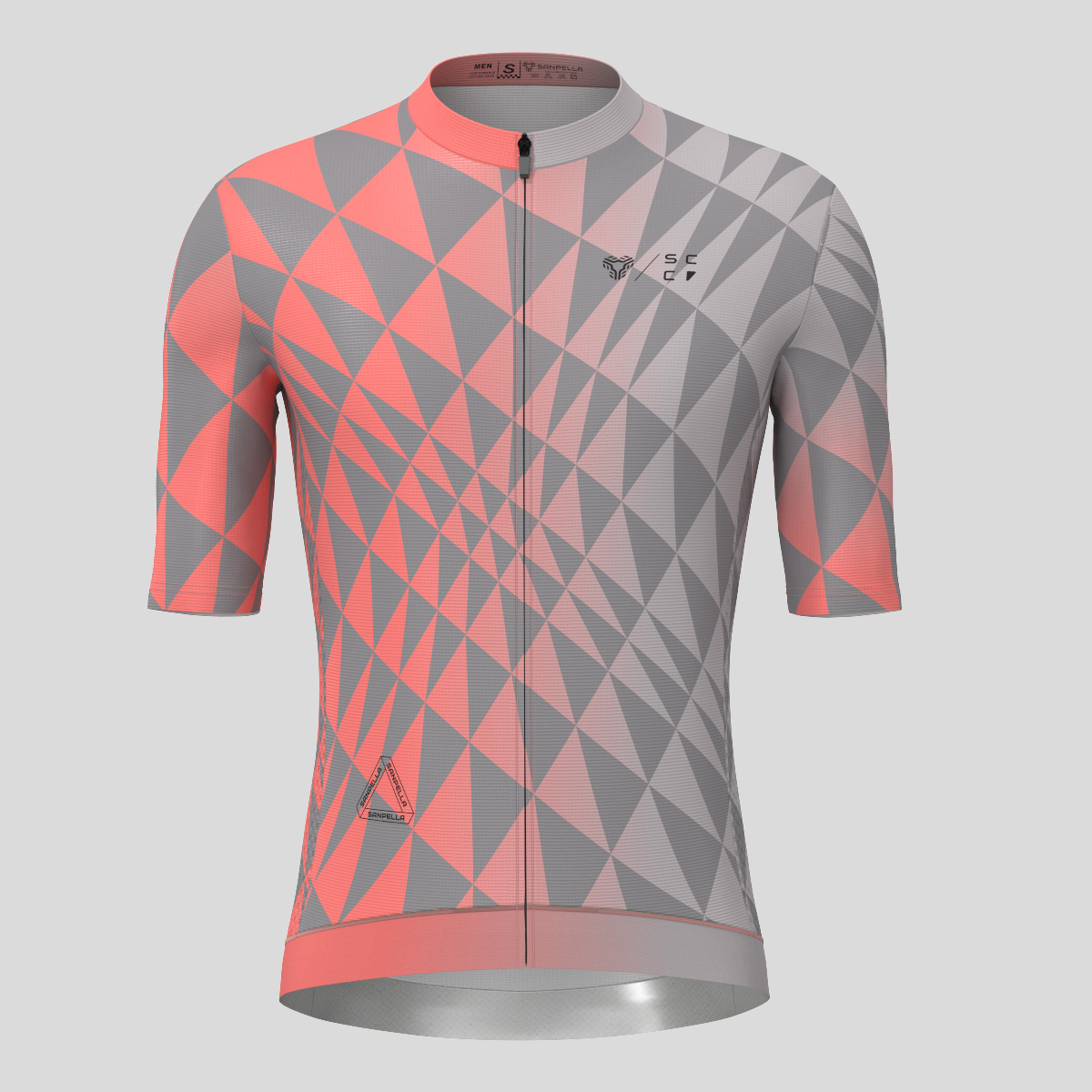 Motivate Gradient Triangle Men's Cycling Jersey - Gradient Red/Gray