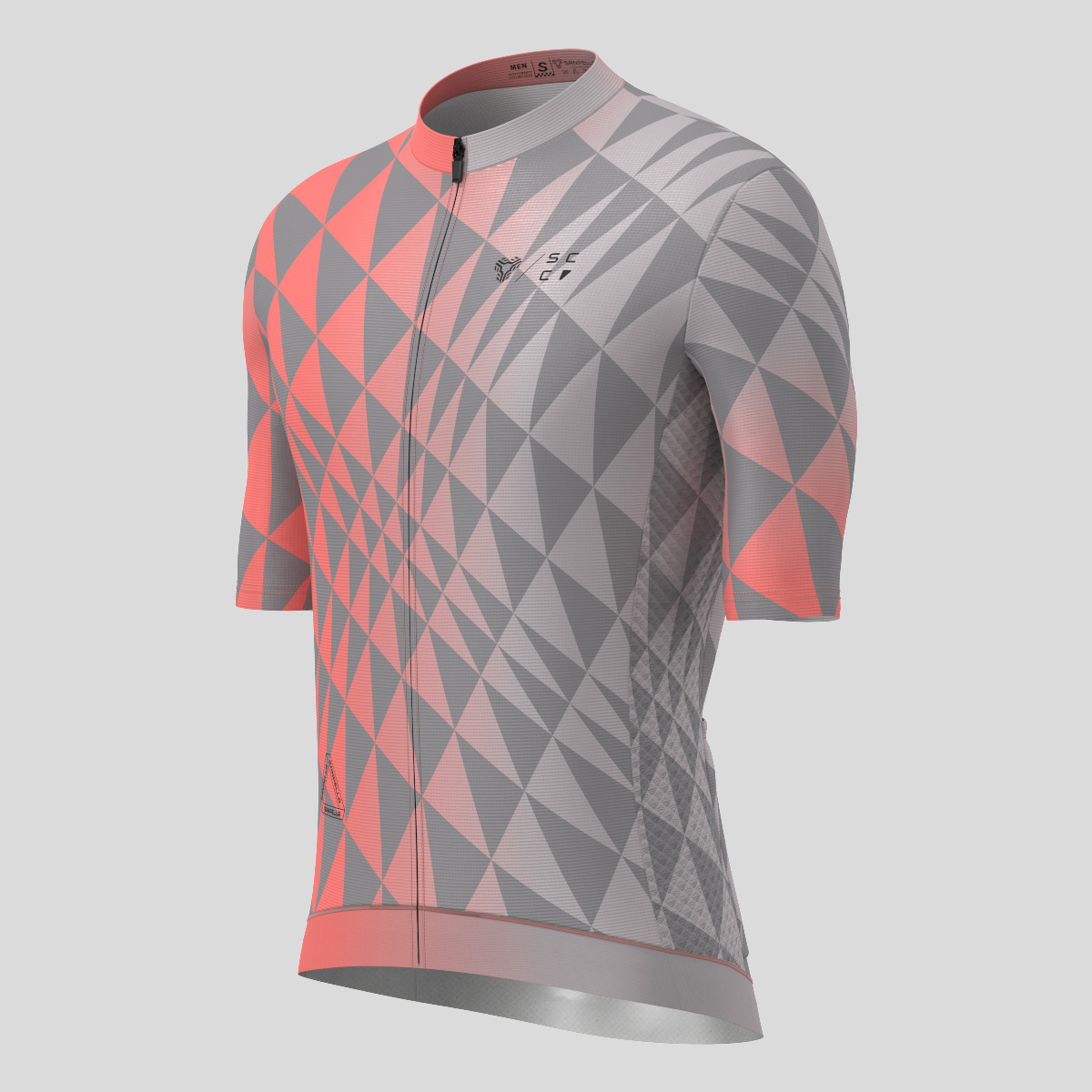 Motivate Gradient Triangle Men's Cycling Jersey - Gradient Red/Gray