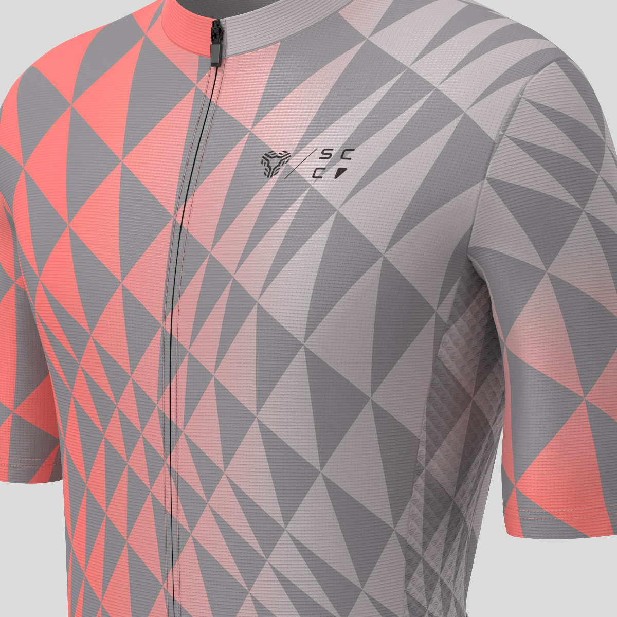 Motivate Gradient Triangle Men's Cycling Jersey - Gradient Red/Gray