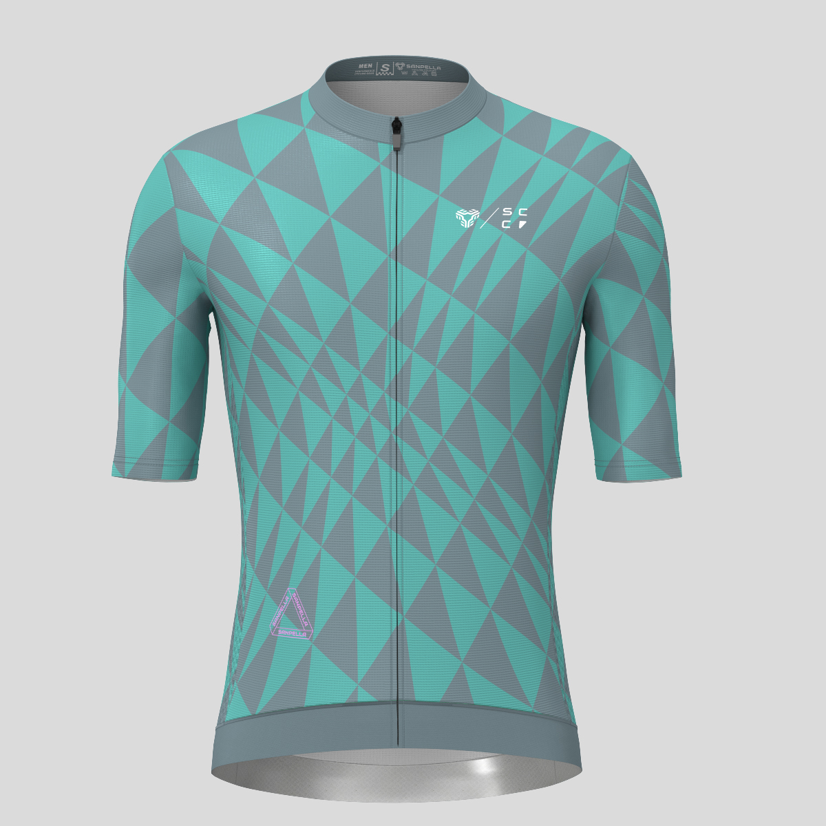 Motivate Gradient Triangle Men's Cycling Jersey - Gray/Blue Green