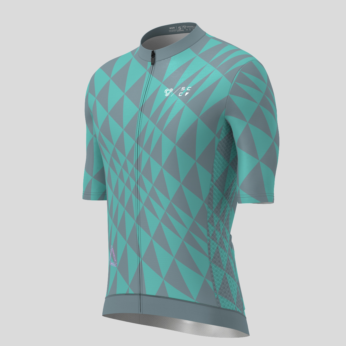 Motivate Gradient Triangle Men's Cycling Jersey - Gray/Blue Green