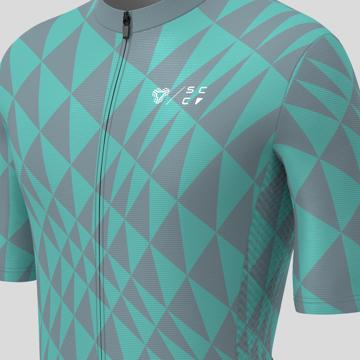 Motivate Gradient Triangle Men's Cycling Jersey - Gray/Blue Green