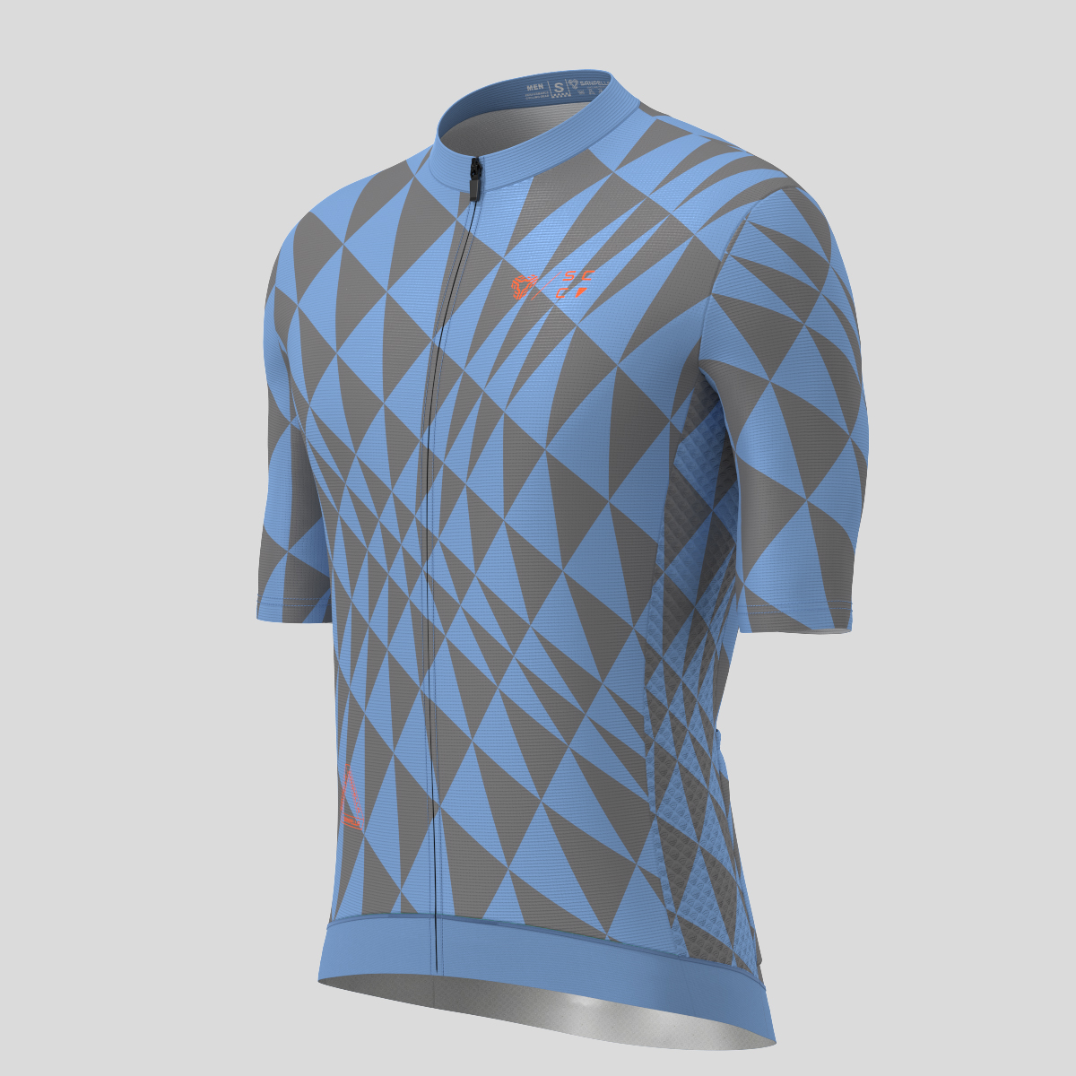 Motivate Gradient Triangle Men's Cycling Jersey - Gray Blue/Tangerine