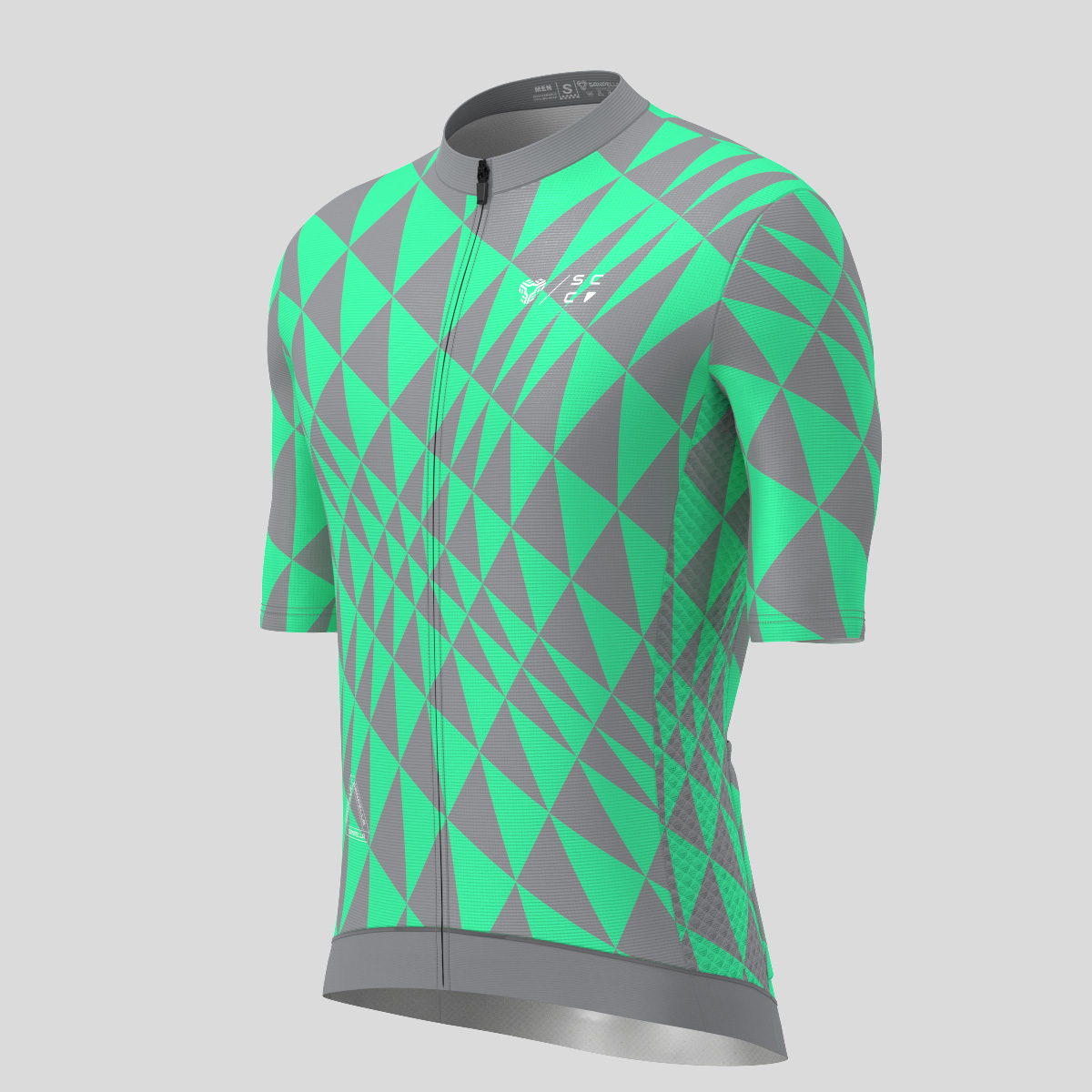Motivate Gradient Triangle Men's Cycling Jersey - Gray/Green