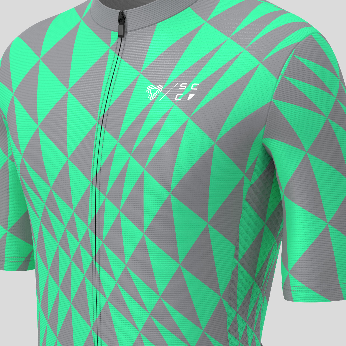 Motivate Gradient Triangle Men's Cycling Jersey - Gray/Green