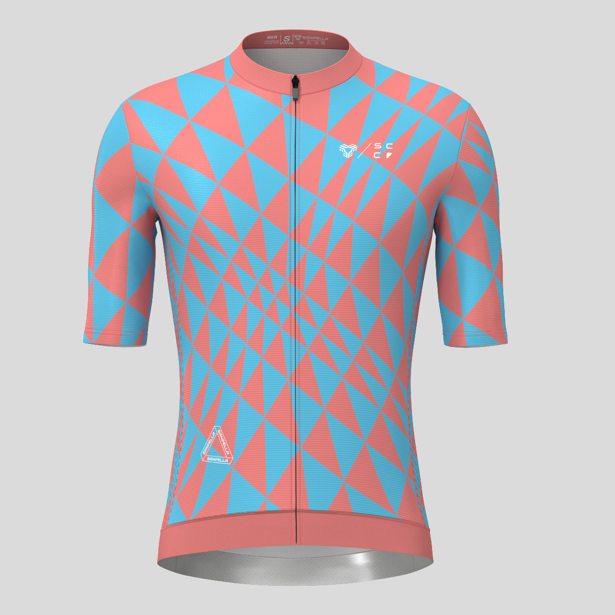 Motivate Gradient Triangle Men's Cycling Jersey - Guava/Blue