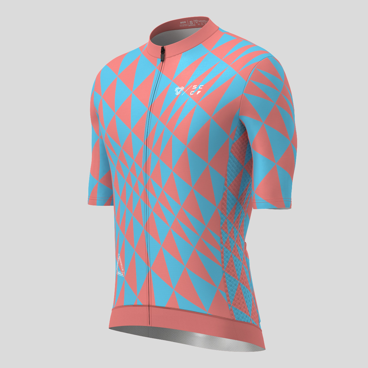 Motivate Gradient Triangle Men's Cycling Jersey - Guava/Blue