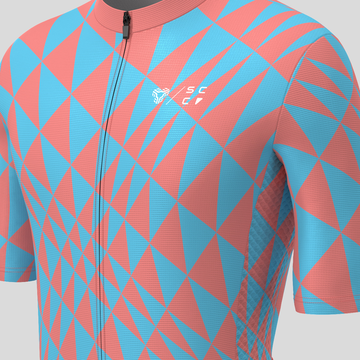 Motivate Gradient Triangle Men's Cycling Jersey - Guava/Blue
