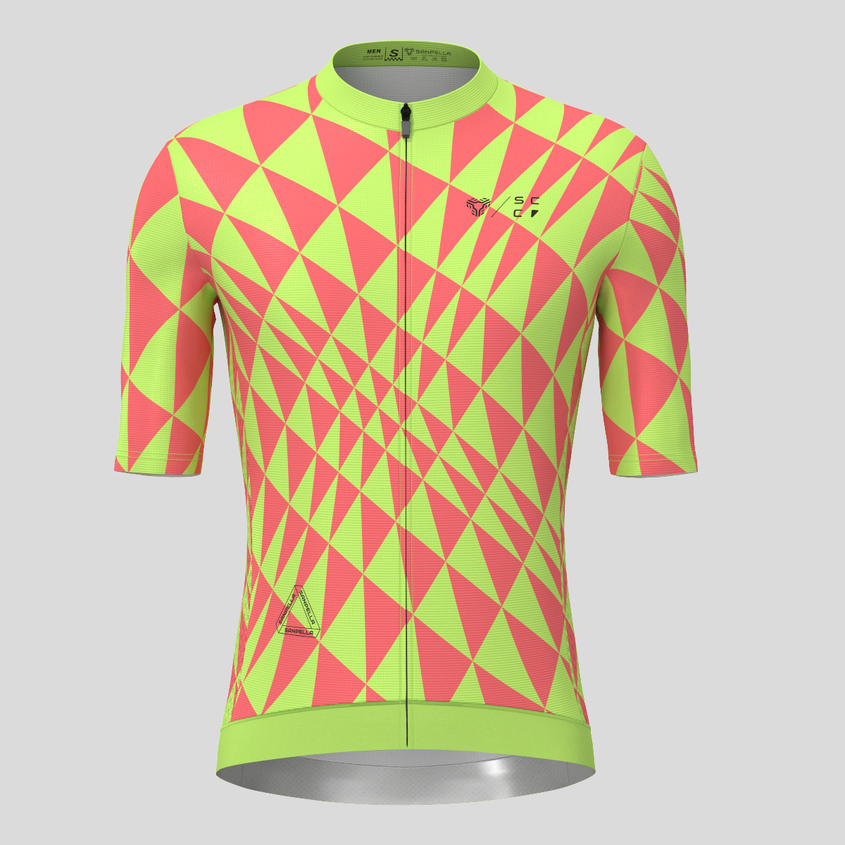 Motivate Gradient Triangle Men's Cycling Jersey - Guava/Green
