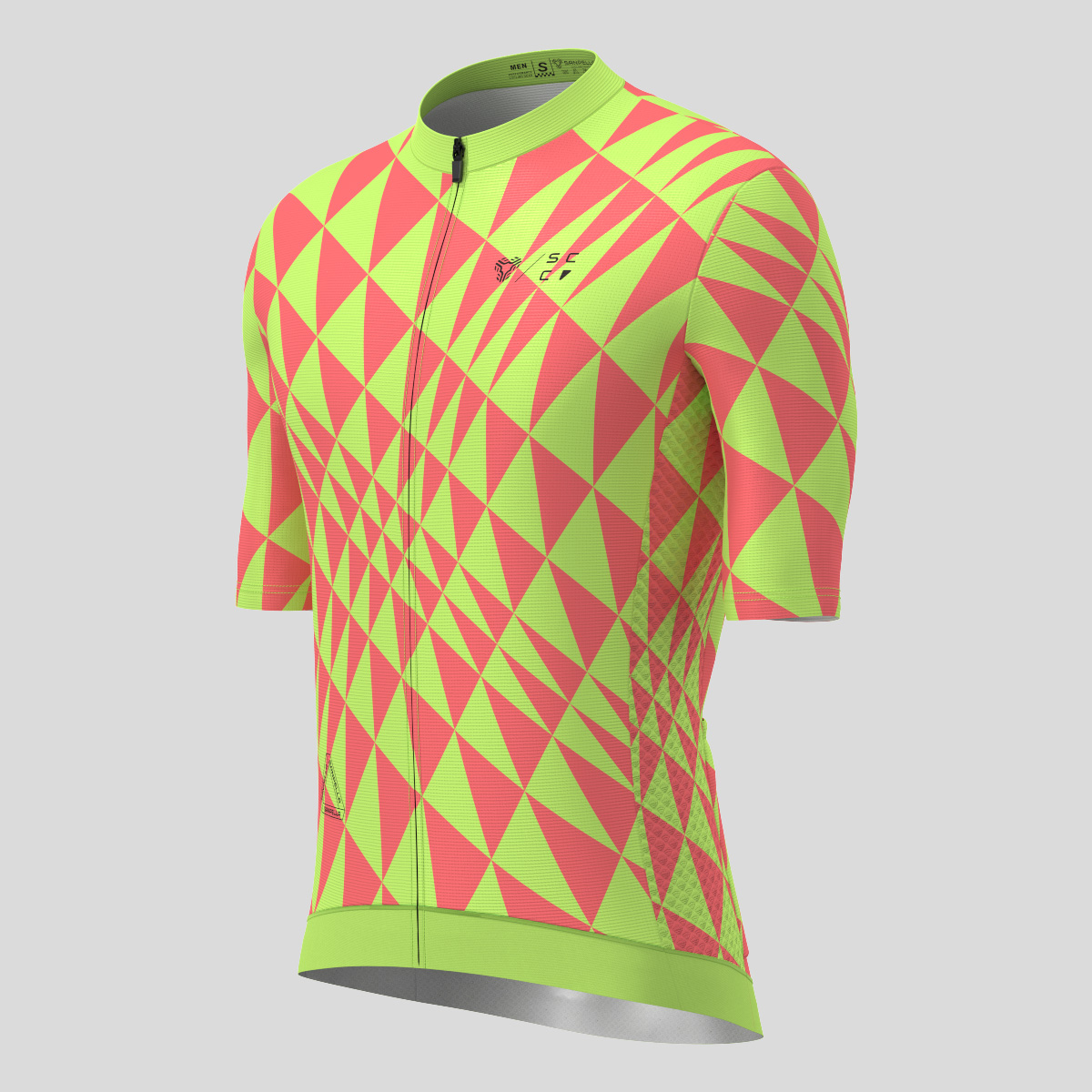 Motivate Gradient Triangle Men's Cycling Jersey - Guava/Green