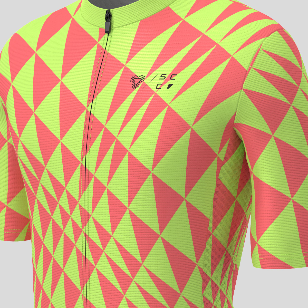 Motivate Gradient Triangle Men's Cycling Jersey - Guava/Green