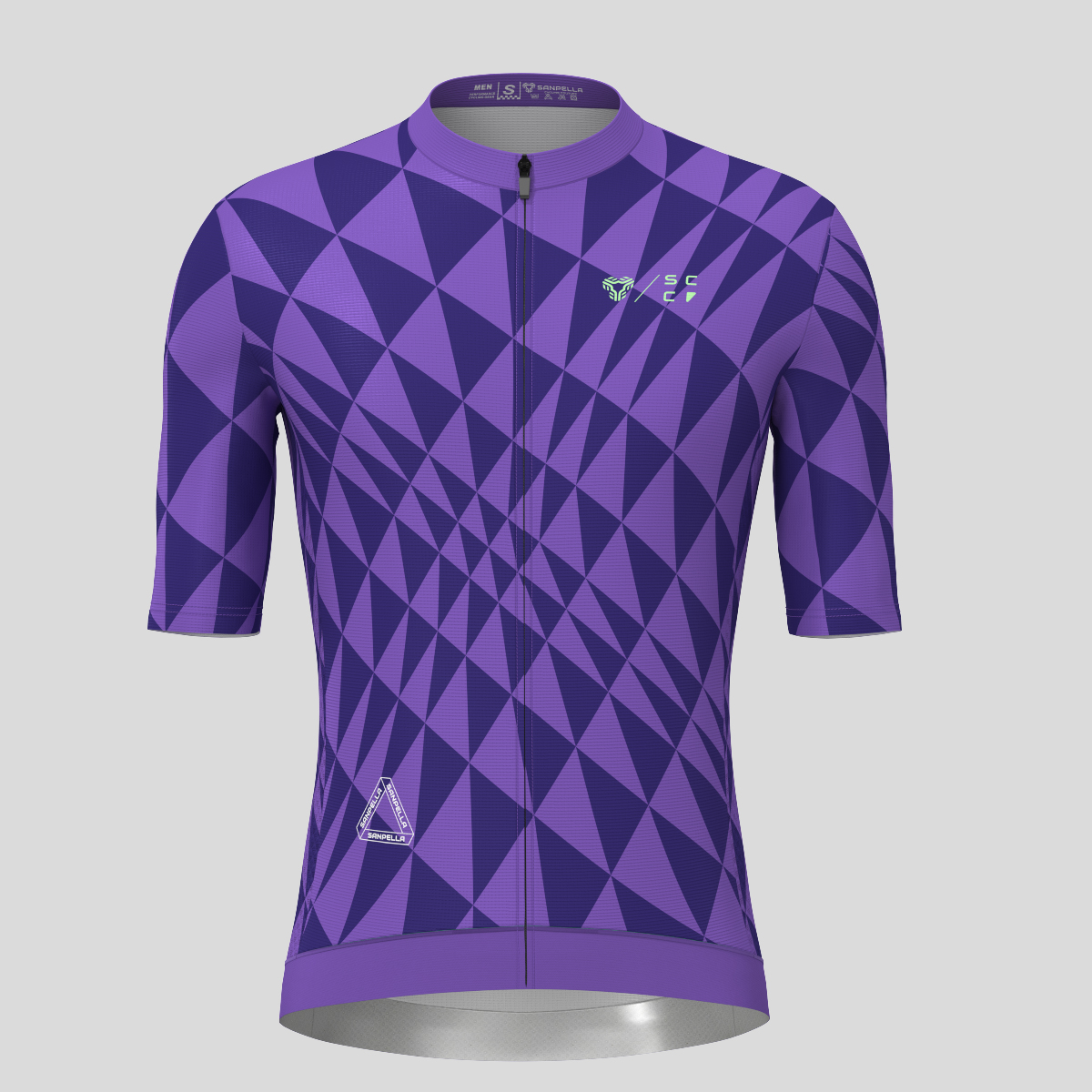 Motivate Gradient Triangle Men's Cycling Jersey - Light Purple/Green
