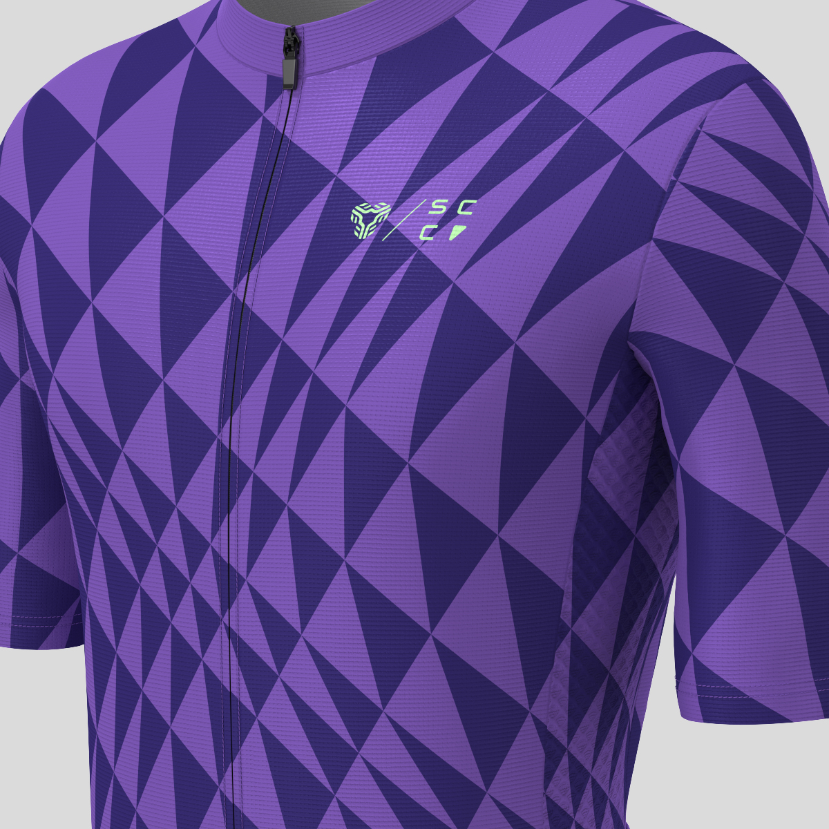 Motivate Gradient Triangle Men's Cycling Jersey - Light Purple/Green