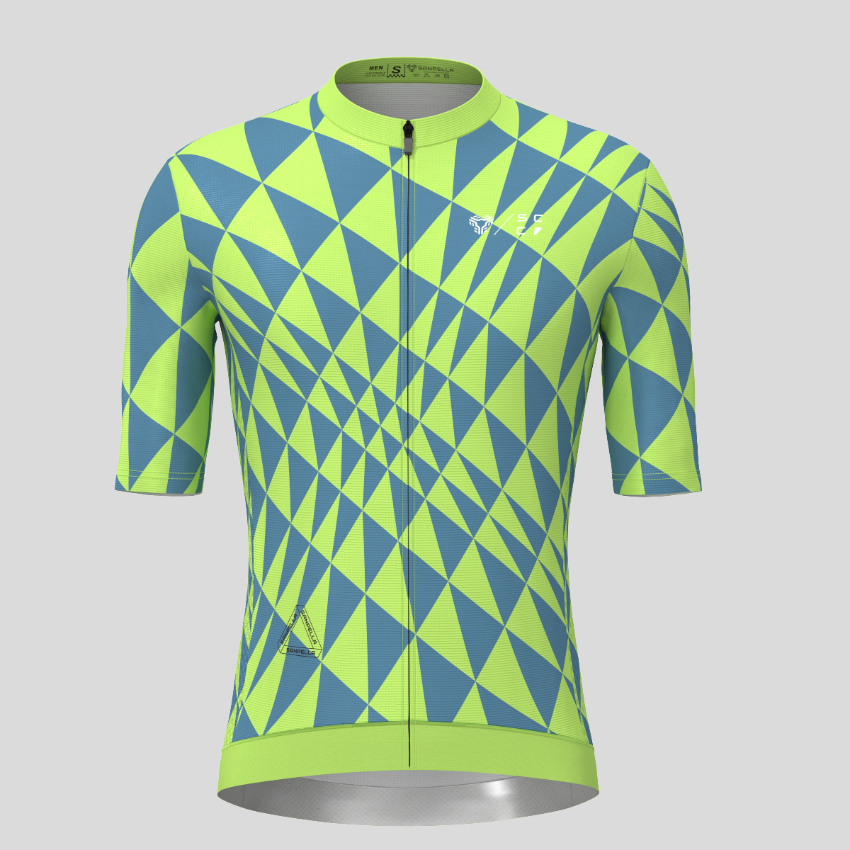Motivate Gradient Triangle Men's Cycling Jersey - Lime Green/Blue