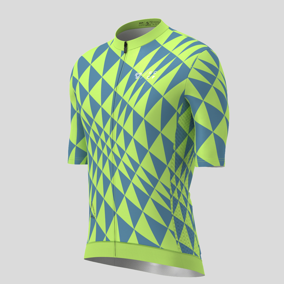Motivate Gradient Triangle Men's Cycling Jersey - Lime Green/Blue