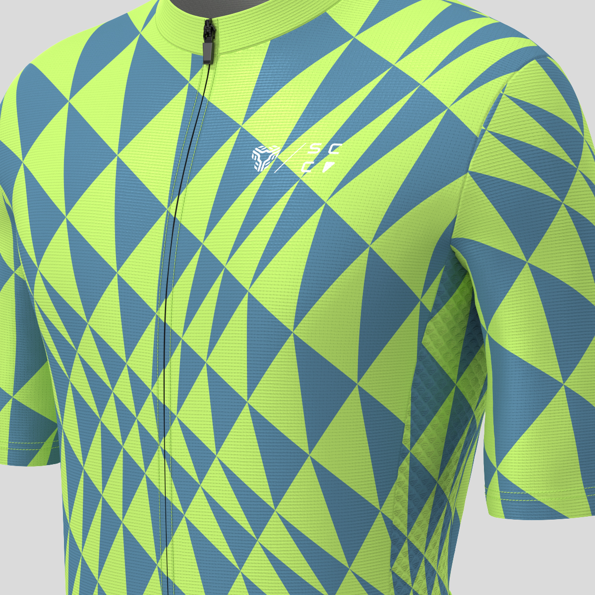 Motivate Gradient Triangle Men's Cycling Jersey - Lime Green/Blue