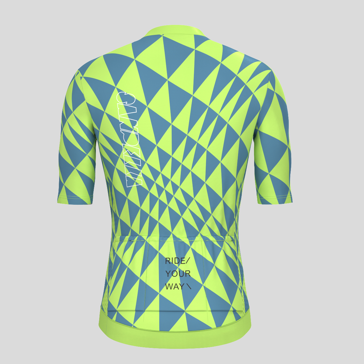 Motivate Gradient Triangle Men's Cycling Jersey - Lime Green/Blue