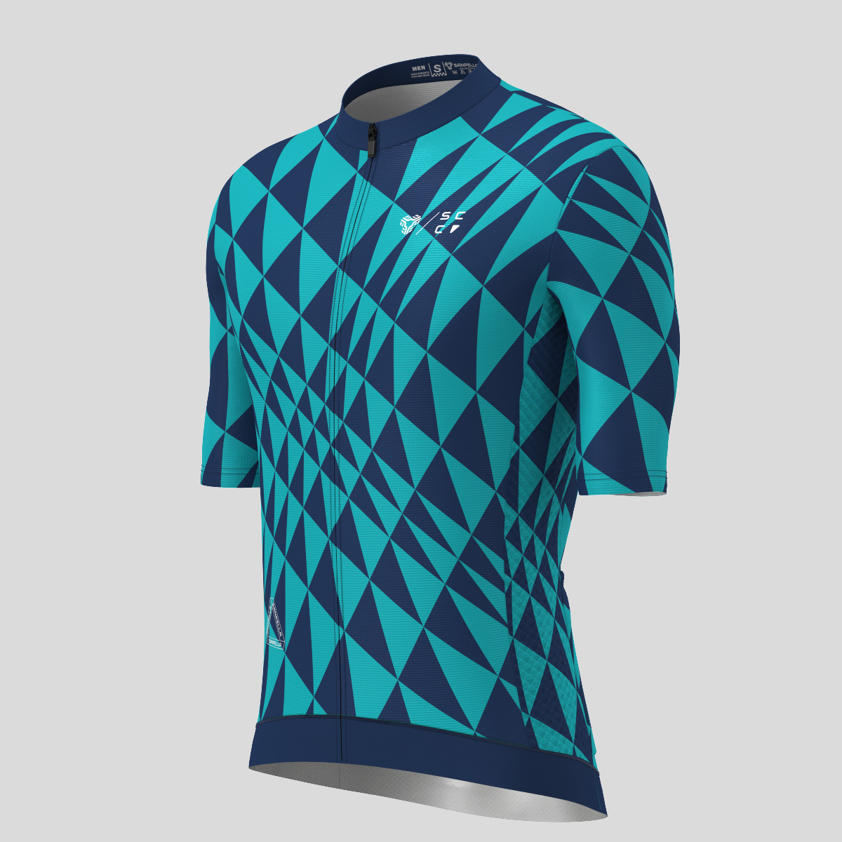 Motivate Gradient Triangle Men's Cycling Jersey - Navy/Blue Green 