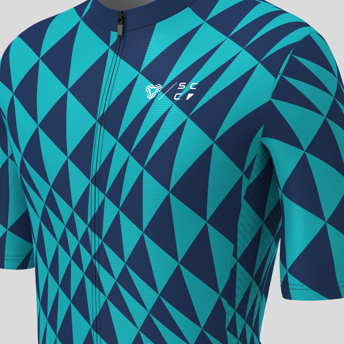Motivate Gradient Triangle Men's Cycling Jersey - Navy/Blue Green 