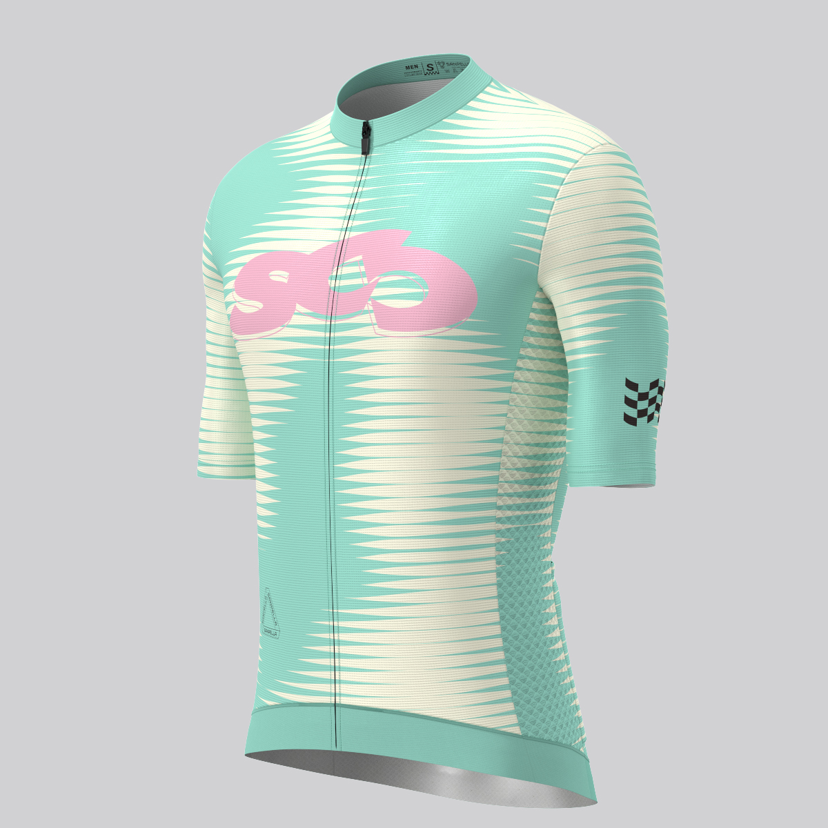 Motivate Pro Stripes Men's Cycling Jersey - Beige/Green/Pink